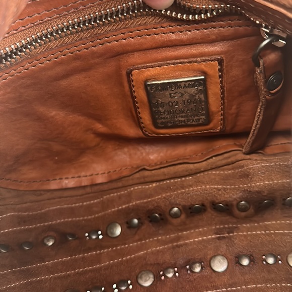 Campomaggi Catullo Clutch Bag Embellished Hobo shoulder purse cognac Studded - Picture 5 of 11